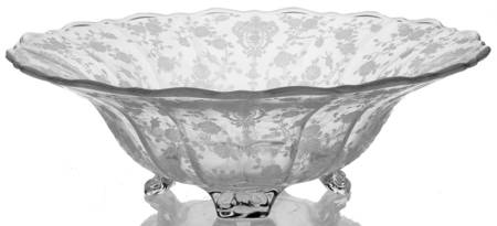 Rose Point Clear 12" 4-Toed Footed Bowl