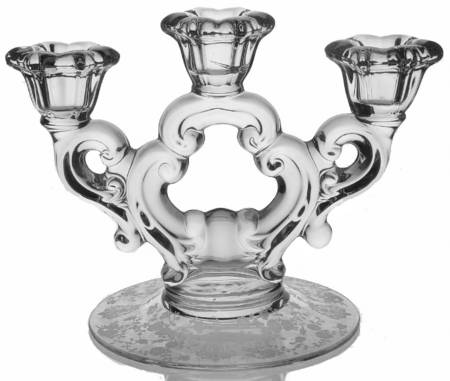 Rose Point Clear 3 Light Candlestick (3400/638)
