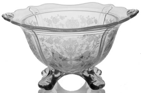 Rose Point Clear 3400/9 4 Toed Candy Dish, No Lid