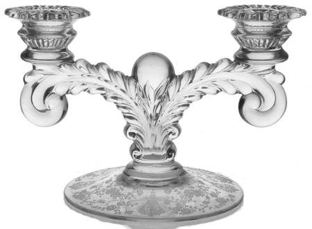 Rose Point Clear Martha/495 2 Light Candlestick