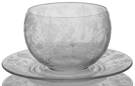 Rose Point Clear Mayonnaise Bowl and Underplate