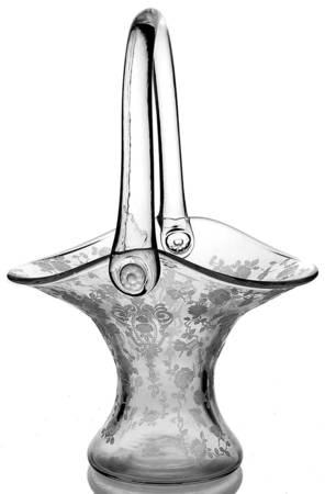 Rose Point Clear Basket Vase
