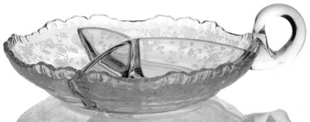 Rose Point Clear #3500 61 Round 3 Part Relish with Loop Handle