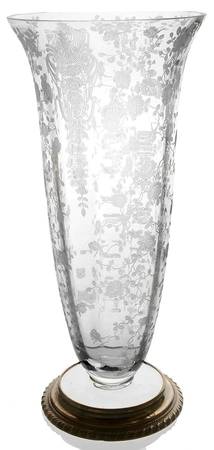 Rose Point (Sterling, Hollowware) 11" Crystal Vase with Sterling Base