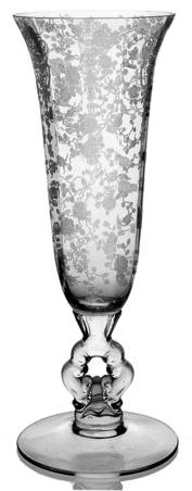 Rose Point Clear 9" Keyhole-Stem Footed Vase
