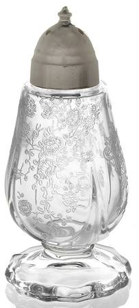 Rose Point Clear 3400/77 Footed Shaker with Metal Lid