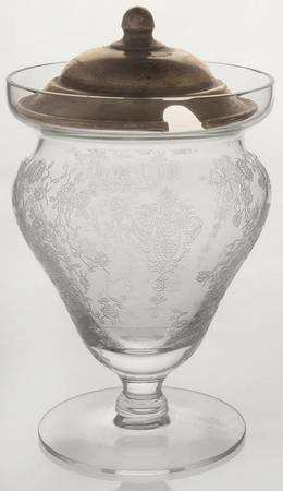 Rose Point (Sterling, Hollowware) Crystal Marmalade & Sterling Lid
