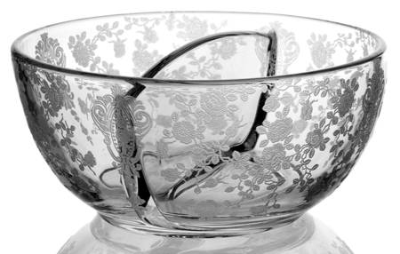 Rose Point Clear Twin Bowl for Salad Dressing Set