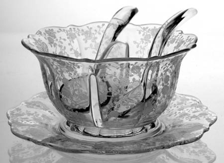 Rose Point Clear Divided Mayonnaise, Underplate and 2 Ladles