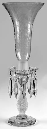 Rose Point Clear 18" Hurricane Lamp with Bobeche & 10 Prisms