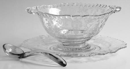 Rose Point Clear Ftd Mayonnaise & Underplate w/Ladle (Shape 3500)
