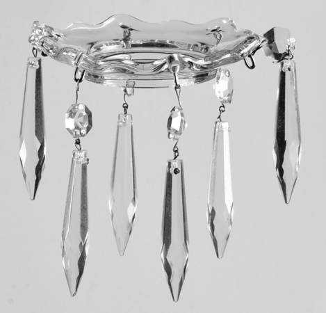 Rose Point Clear Bobeche-Holds 6 Prisms