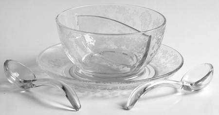 Rose Point Clear (4 Piece) Twin Salad Dressing Set