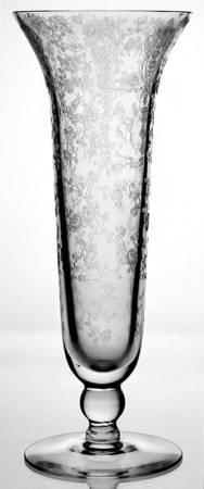 Rose Point Clear 10" Footed Flower Vase