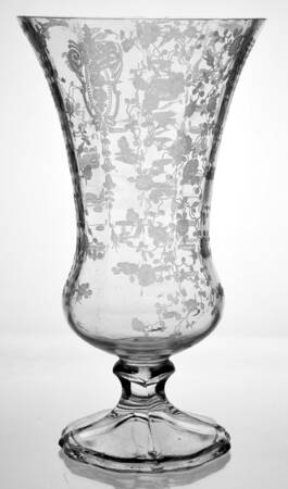 Rose Point Clear 11" Footed Vase