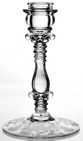 Rose Point Clear 7" Candlestick w/Bobeche Lip