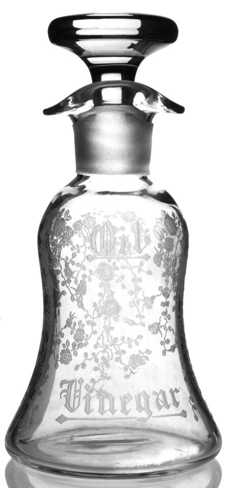 Rose Point Clear Salad Dressing Bottle & Stopper
