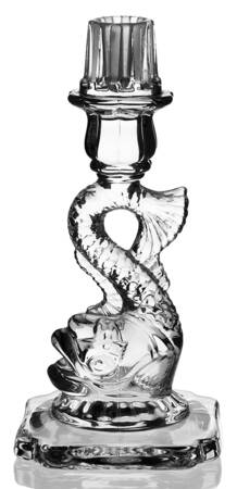 Rose Point Clear #50 Clear Dolphin Candlestick