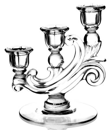 Rose Point Clear Three Light Candlestick