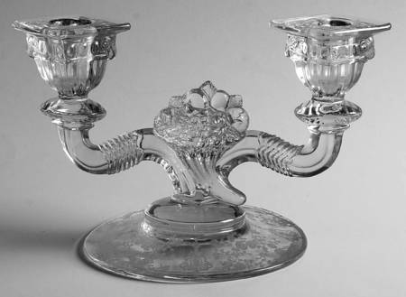 Rose Point Clear 3500 Shape Double Light Candlestick