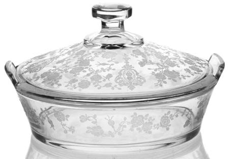 Rose Point Clear Round Covered Butter