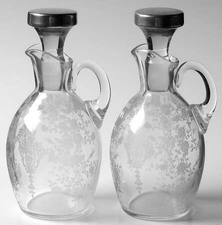 Rose Point Clear (2 Piece) Cruet Set with Sterling Stoppers
