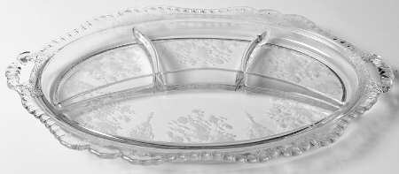 Rose Point Clear 14" Oblong #3500-97 4 Part Relish