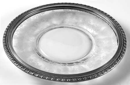 Rose Point (Sterling, Hollowware) Sterling Rim Crystal Mayonnaise Underplate