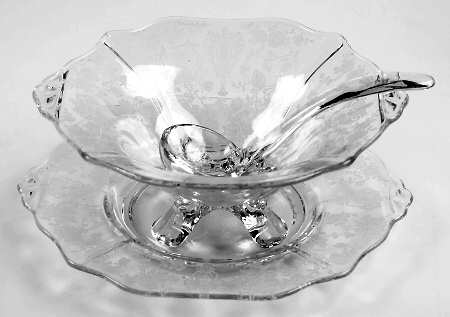 Rose Point Clear Shape 3400 Mayonnaise with Ladle and Underplate