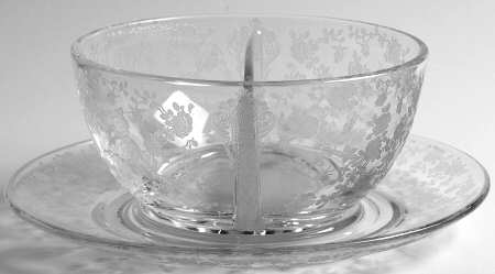 Rose Point Clear Salad Dressing Set-Twin/Bw&Und