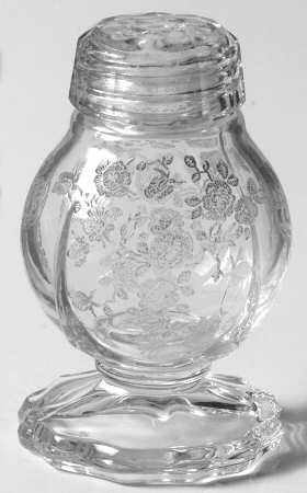 Rose Point Clear 3400/76 Footed Shaker with Glass Lid
