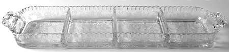 Rose Point Clear Handled 4 Section Rectangular Tray