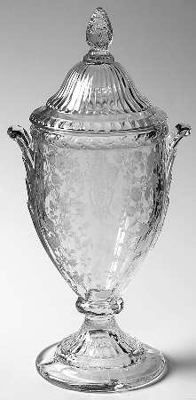 Rose Point Clear 10" Footed Urn & Lid