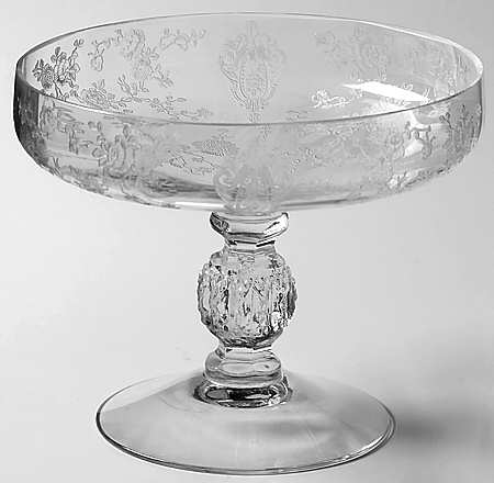 Rose Point Clear Low Footed Candy Box No Lid
