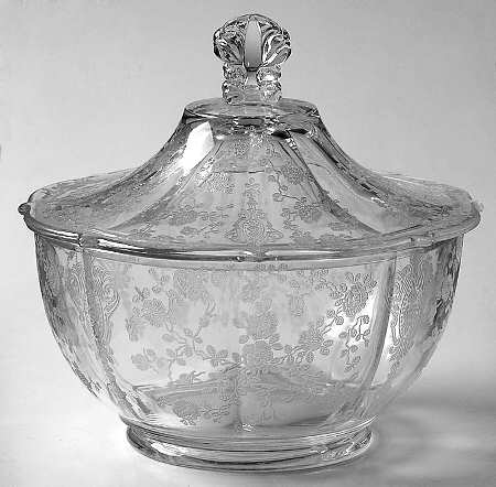 Rose Point Clear Footed Candy Box & Lid