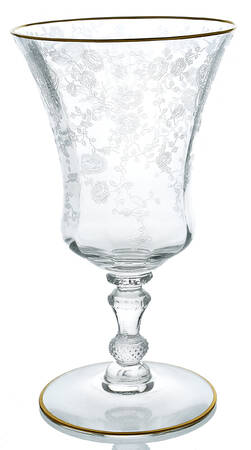 Rose Point Clear (Stem 3500, Gold Trim, Etched) 9 Oz Footed Tumbler
