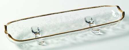 Rose Point Clear (Stem 3500, Gold Trim, Etched) Corn Holder