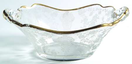 Rose Point Clear (Stem 3500, Gold Trim, Etched) 3400/1181 Handled Bon Bon