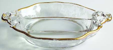 Rose Point Clear (Stem 3500, Gold Trim, Etched) 3400/90 Shape 2 Part Handled Relish