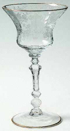 Rose Point Clear (Stem 3500, Gold Trim, Etched) Liquor Cocktail