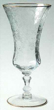 Rose Point Clear (Stem 3500, Gold Trim, Etched) Iced Tea