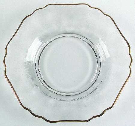 Rose Point Clear (Stem 3500, Gold Trim, Etched) 8" Salad Plate (Shape 3400)