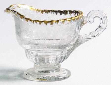 Rose Point Clear (Stem 3500, Gold Trim, Etched) Individual Creamer (Shape 3500)