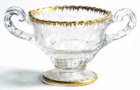 Rose Point Clear (Stem 3500, Gold Trim, Etched) Individual Open Sugar (Shape 3500)