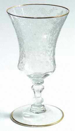 Rose Point Clear (Stem 3500, Gold Trim, Etched) Juice Glass