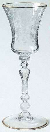 Rose Point Clear (Stem 3500, Gold Trim, Etched) Wine Glass
