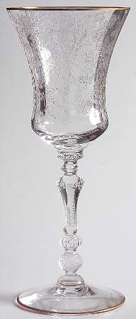 Rose Point Clear (Stem 3500, Gold Trim, Etched) Claret Wine