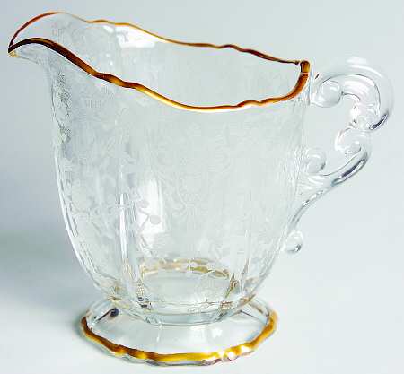 Rose Point Clear (Stem 3500, Gold Trim, Etched) 3400/68 Footed Creamer