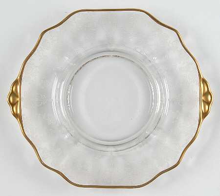 Rose Point Clear (Stem 3500, Gold Trim, Etched) Shape 3400 Mayonnaise Underplate