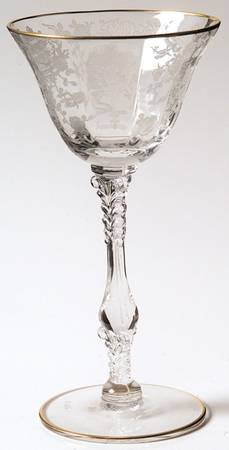 Rose Point Clear (Stem 3121, Gold Trim) Liquor Cocktail by Cambridge